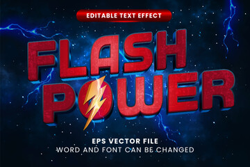 Poster - Flash power neon glow 3d editable vector text effect