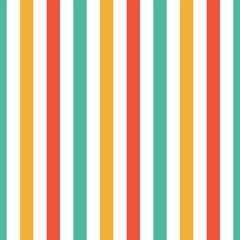 Wall Mural - Seamless pattern stripe red, green, orange and yellow colors. Vertical pattern stripe abstract background vector illustration