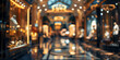 A luxury department store adorned with elegant displays, the blurred background suggesting the opulence within.