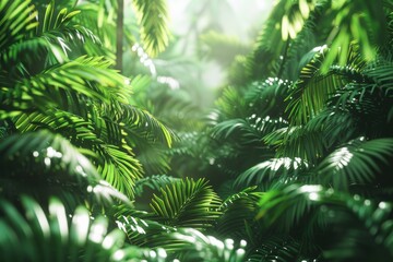  A lush green jungle with a path through it