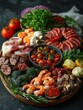 © hakule - A platter of food with a variety of meats and vegetables