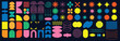 © StockSpectrum - Colorfull geometric brutalism shapes set. New modern elements swiss style isolated on black background eps 10.