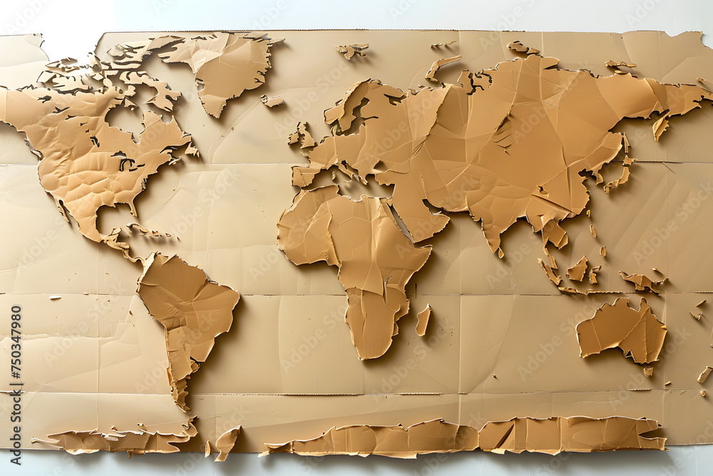 Conceptual world map made of cardboard Stock Photo | Adobe Stock
