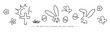 We wish you a blessed and holy Easter. Cute Easter line design elements on a white background
