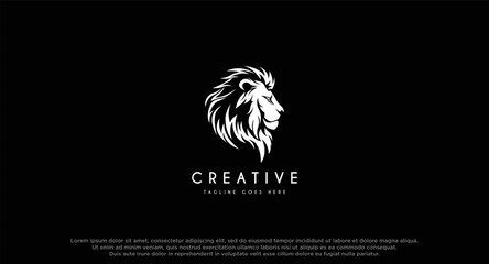 Wall Mural - lion vector logo design isolated on black background