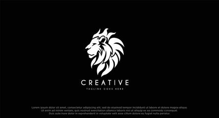 Wall Mural - lion vector logo design isolated on black background