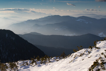 Wall Mural - Beautiful landscape of Ceahlau mountains in Romania.