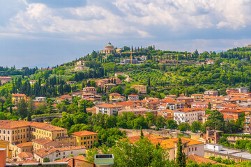 Verona city downtown skyline, cityscape of Italy in Europe