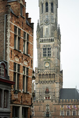 Wall Mural - Bruges in Belgium. The tower of the main house on the marketplace