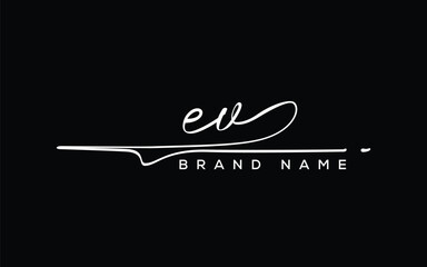 EV letter beauty handwriting vector logo. 