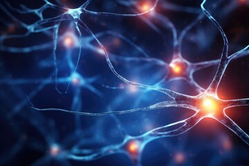 Poster - nerve cells or neural networks with cell activity between each other. neurology and the nervous syst