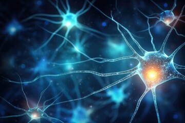 Poster - Nerve cells or neural networks with cell activity between each other. Neurology and the nervous system, Ai Generated