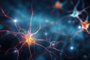 Poster - neuron network brain cells with cell activity between each other. neurology and the nervous system, 