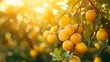 Harvest of ripe apricots on a branch in the garden, agribusiness business concept, organic healthy food and non-GMO fruits with copy space