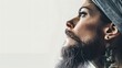 bearded elegance: a lady's captivating profile in style and mystery