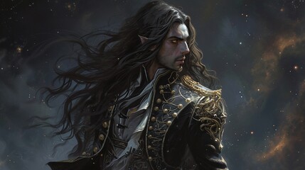 Wall Mural - A broodingly elegant galactic pirate created with Generative AI