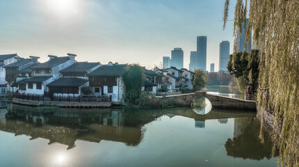 Wall Mural - A modern city by the lake