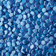 Pile of blue pills top view