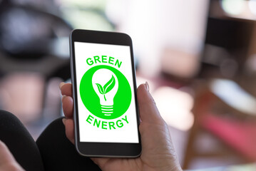 Sticker - Green energy concept on a smartphone