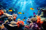 Fototapeta Do akwarium - Vibrant Underwater World: A Mesmerizing Spectacle of the Marine Biodiversity