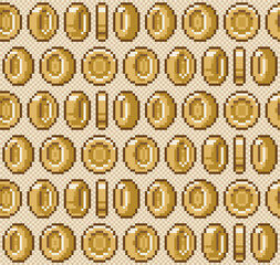 Sticker - The seamless background with gold coins.
