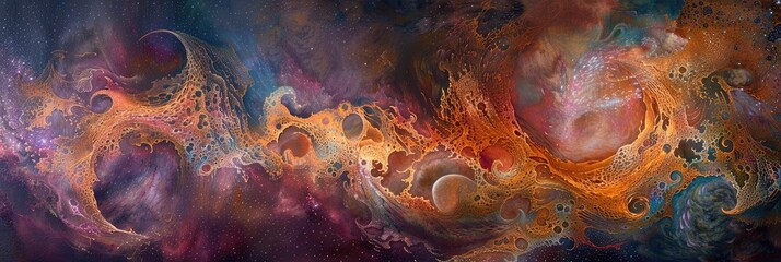 Wall Mural - abstract formations resembling planetary orbits and cosmic trajectories against a backdrop of swirli