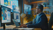 © Bubi Studio - A businessman attends a business training session via video call