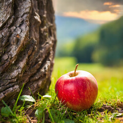 Wall Mural - Apple near tree stem