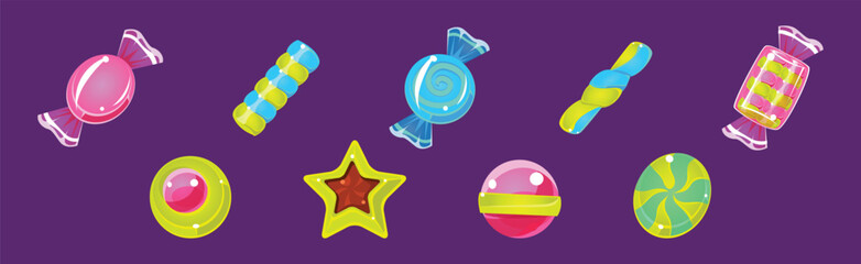 Poster - Sweet Candy and Glossy Caramel Treat Vector Set