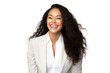 © somsuda - Portrait of beautiful African American Business woman wearing suit and shirt posing with smart and confidence isolated on transparent png background.