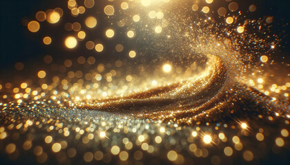 Wall Mural - dynamic wave of golden glitter rising and cascading down