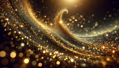 Wall Mural - dynamic wave of golden glitter rising and cascading down