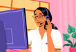 © Westend61 - Smiling customer service representative talking on headset near computer in office
