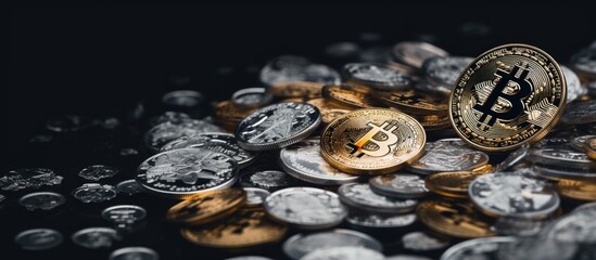 Poster - Shiny Bitcoin Cryptocurrency Coin on Silver Background with a Modern Finance Concept