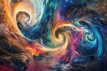 Wall Mural - abstract formations resembling planetary orbits and cosmic trajectories against a backdrop of swirli