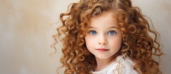 Cherubic Toddler with Lively Curls and Enchanting Blue Eyes Captivating the Camera