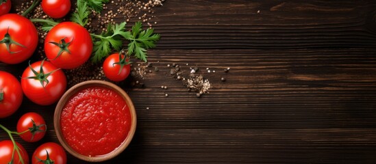 Wall Mural - Savoring the Taste of Fresh Tomatoes and Flavorful Kefta on a Rustic Wooden Table Setting