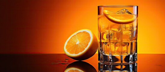 Poster - Refreshing glass of water garnished with a slice of vibrant orange