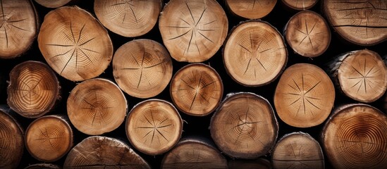 Poster - Stack of Various Wood Logs Representing Sustainable Forestry and Natural Resource Management