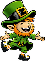 Wall Mural - A leprechaun cute Irish St Patricks Day cartoon character