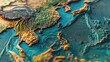 Detailed close up of a world map, perfect for educational materials