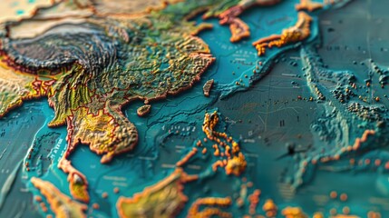 Poster - Detailed close up of a world map, perfect for educational materials