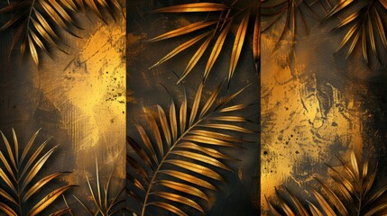 Poster - Three panels with palm leaves, perfect for tropical-themed decor
