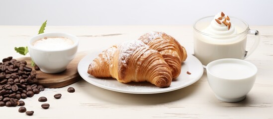 Canvas Print - Delicious Bakery Treats and Coffee on a White Table for a Morning Indulgence