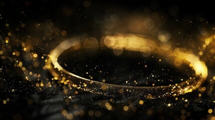 Poster - Elegant black and gold background with a ring, suitable for luxury themes
