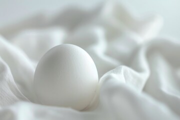 Aufkleber - A white egg resting on a soft white fabric, suitable for various concepts and designs