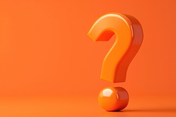 Poster - Vibrant orange question mark on matching background. Suitable for educational and design concepts