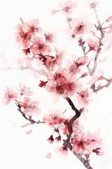 Poster - Pink flowers blooming on a branch, suitable for botanical projects