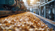 High-tech biomass facility processing organic material close-up