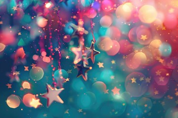 Poster - A bunch of stars hanging from a string. Perfect for party decorations